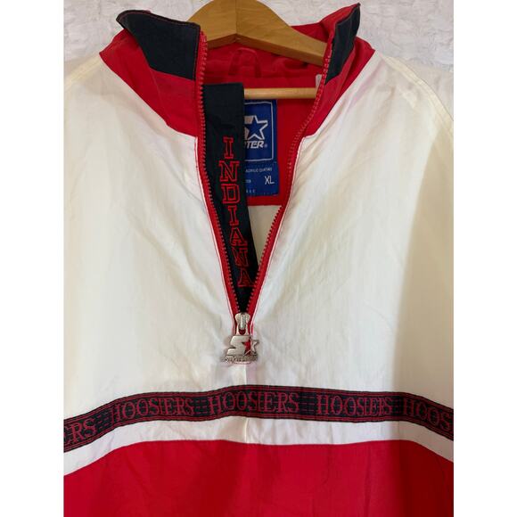 VTG 90s STARTER NCAA University Indiana HOOSIERS Logo Stripe 1/4 Zip Pullover XL - Picture 5 of 16